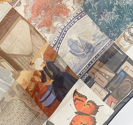 16-Panel Patchwork French-Style Square Scarf (70cm) — Gift Edition