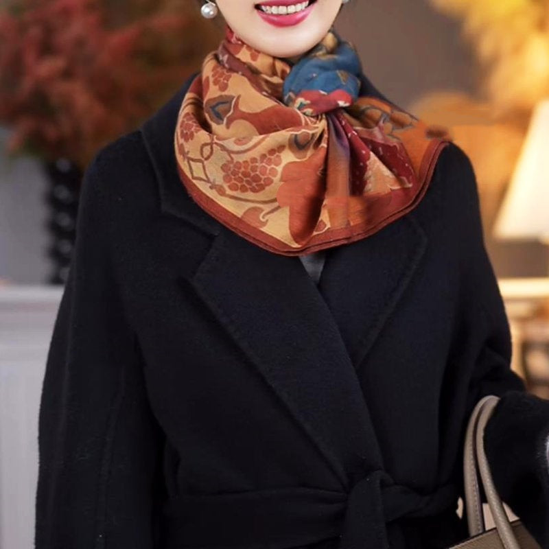 Durian-patterned, warm and flattering large scarf (size 88)