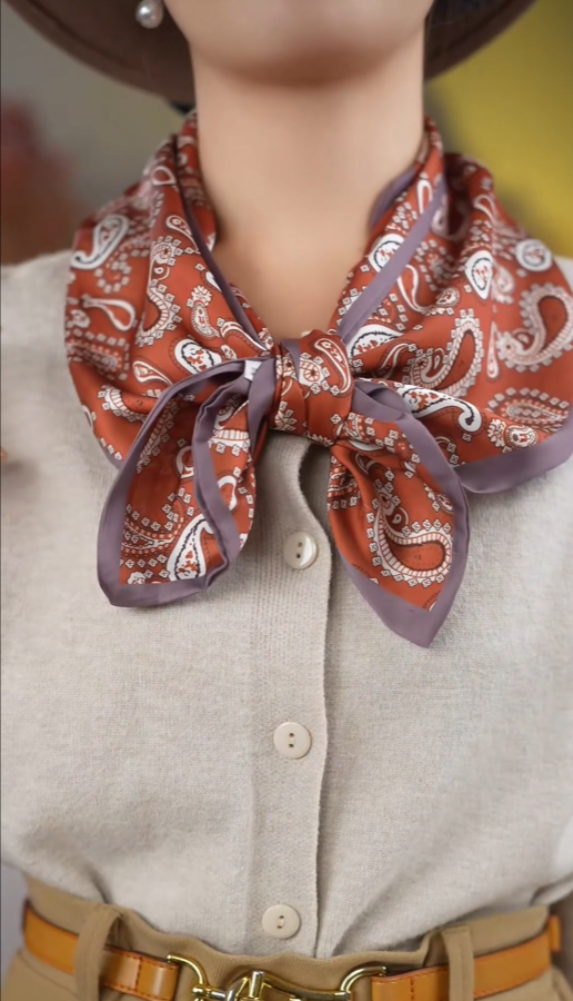 Satin cashew flower versatile long silk scarf