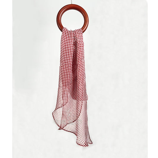 Rose-Red Plaid Long Scarf / Streamer (Gift) — 20 x 165 cm