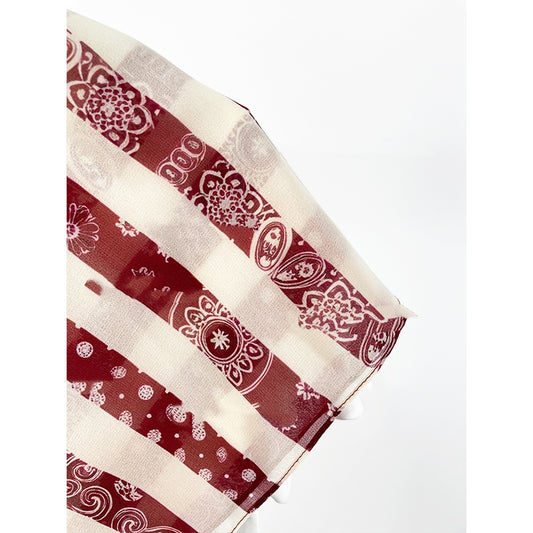 Paisley red striped square scarf 70*70cm