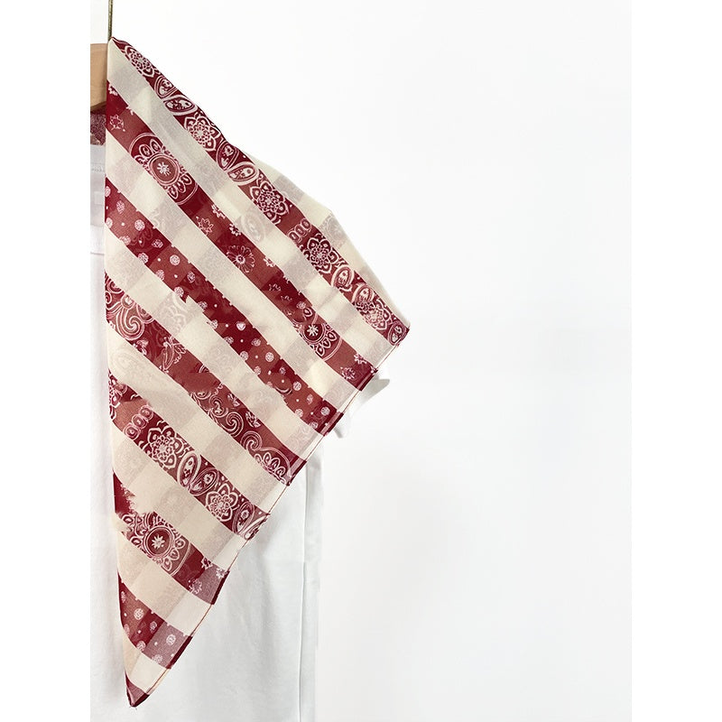 Paisley red striped square scarf 70*70cm