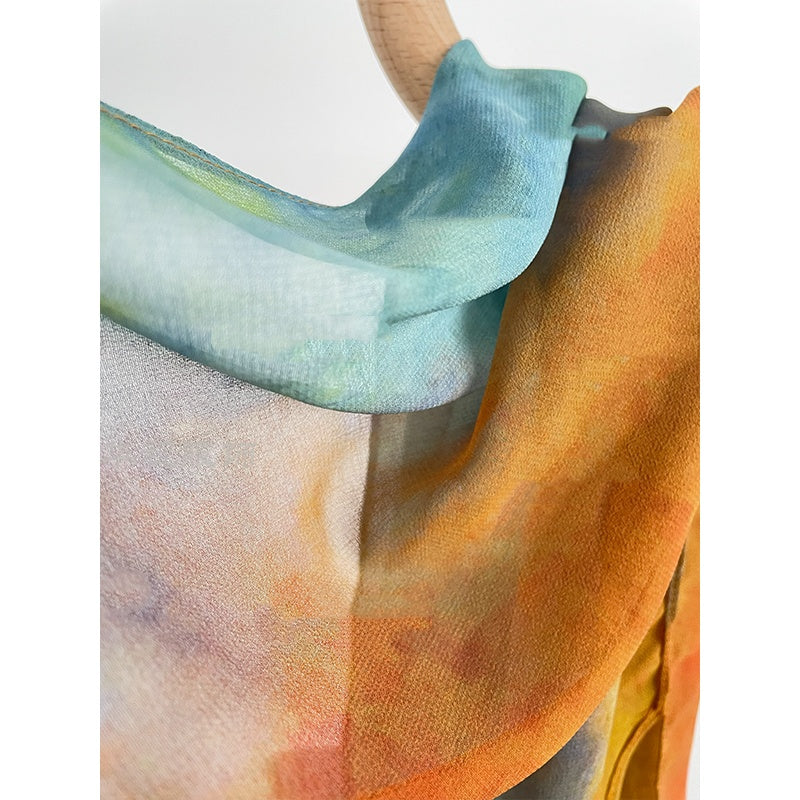 Monet-Style Gradient Long Silk Scarf Gift (20 x 165 cm)