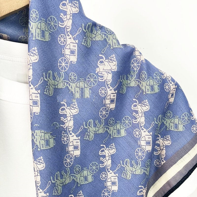 Cowboy carriage elegant blue velvet warm scarf