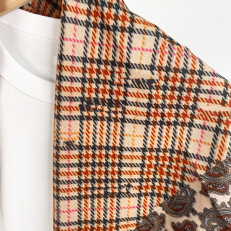 Check paisley leopard print warm scarf