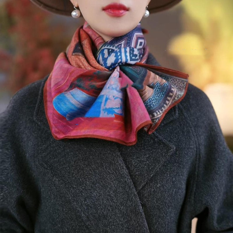 Time Gate-themed oil painting style warm large scarf gift