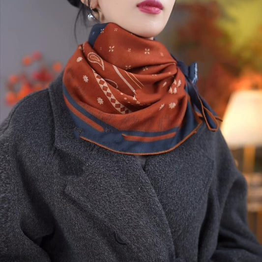 Four-panel cashew pattern extra-large warm scarf gift