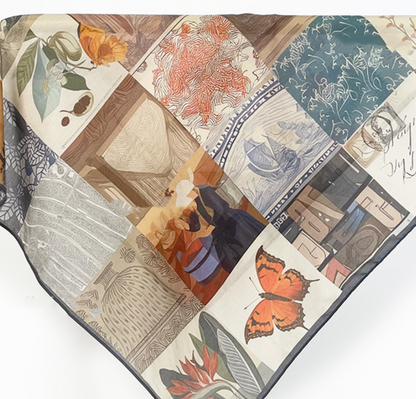 16-Panel Patchwork French-Style Square Scarf (70cm) — Gift Edition