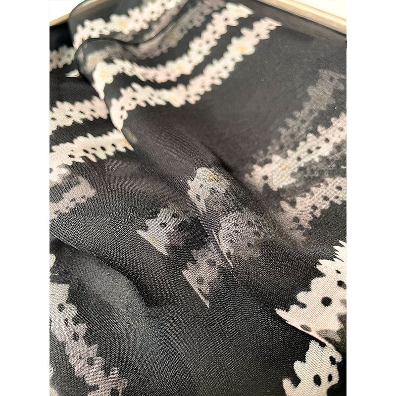 Woven black color-blocked long ribbon gift