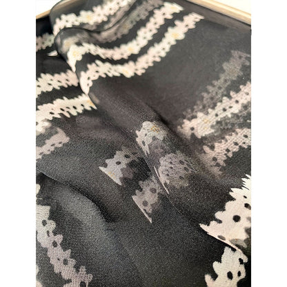 Woven black color-blocked long ribbon gift