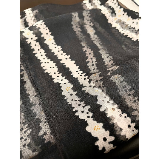 Woven black color-blocked long ribbon gift