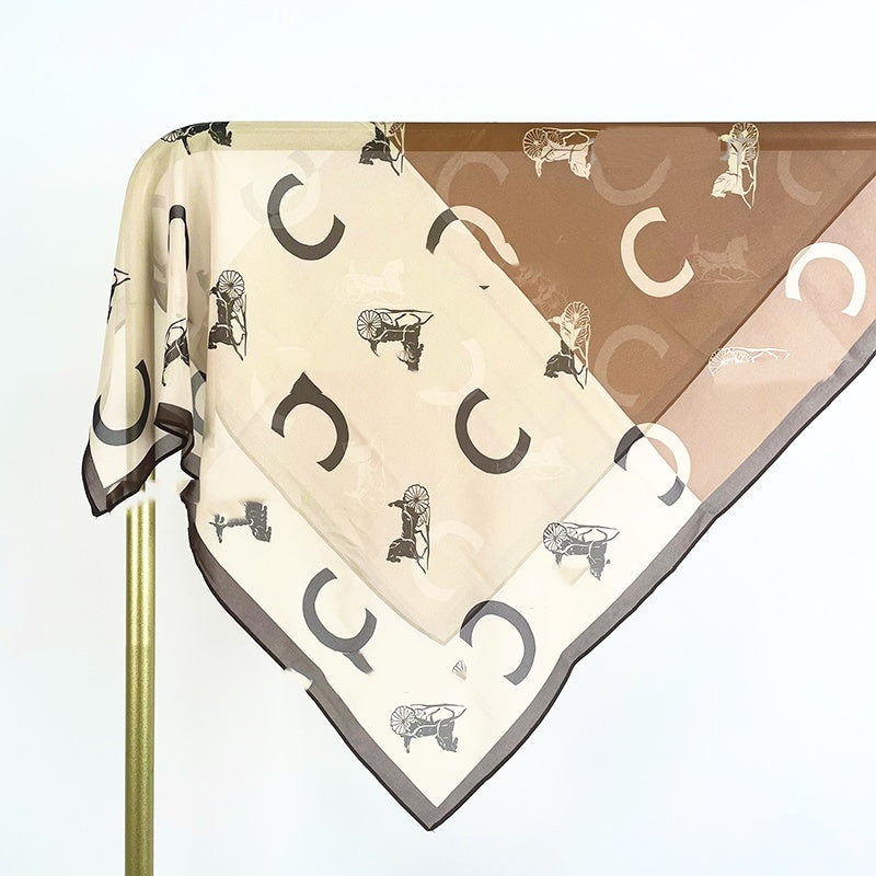 Elegant Double-C Monogram Silk Scarf (70cm)