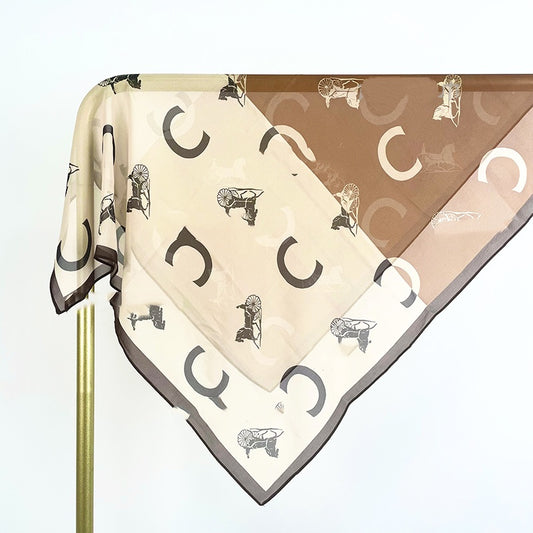 Elegant Double-C Monogram Silk Scarf (70cm)