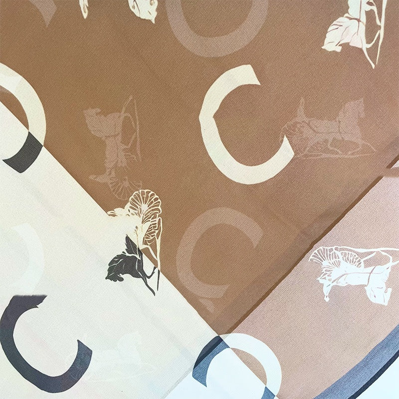 Elegant Double-C Monogram Silk Scarf (70cm)