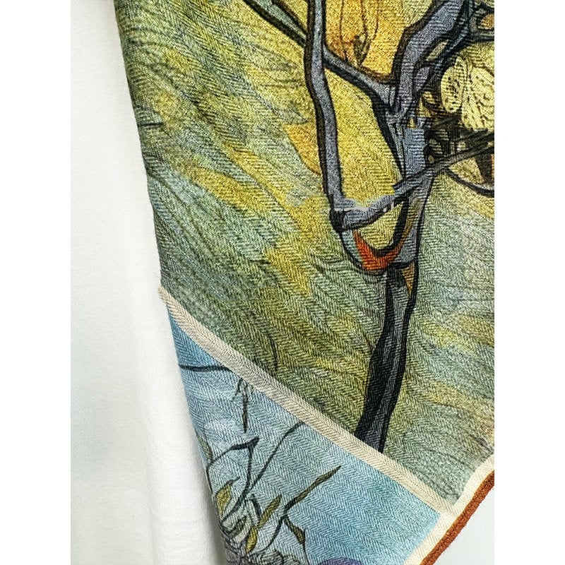 Van Gogh oil painting style literary velvet warm large scarf