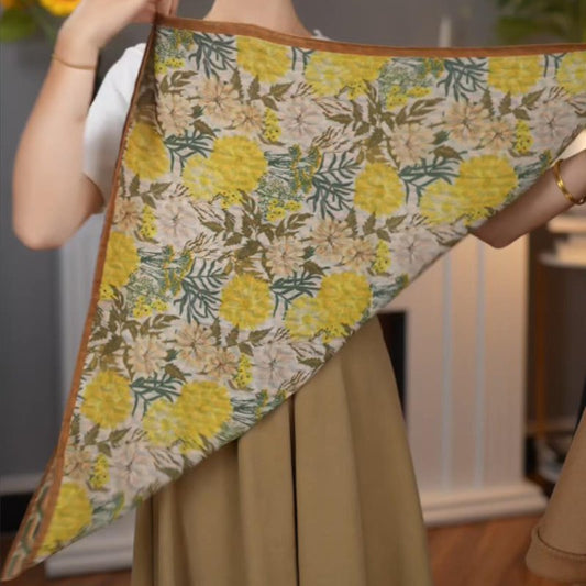 【Qiuli】New style scarf double-sided velvet feel 65 square scarf thick style literary versatile silk scarf
