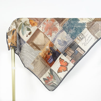 16-Panel Patchwork French-Style Square Scarf (70cm) — Gift Edition