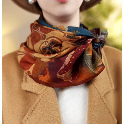 Durian-patterned, warm and flattering large scarf (size 88)