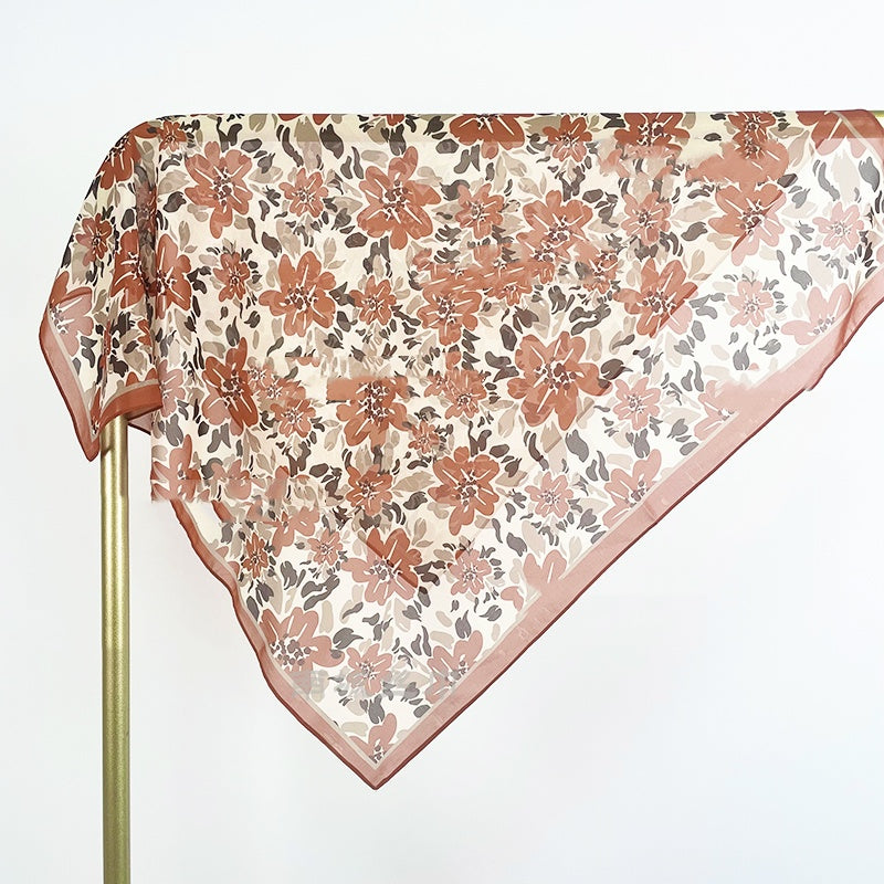 Daylily Floral Print Square Scarf 70*70cm