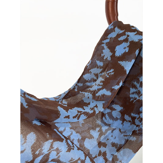 Blue maple leaf long scarf ribbon