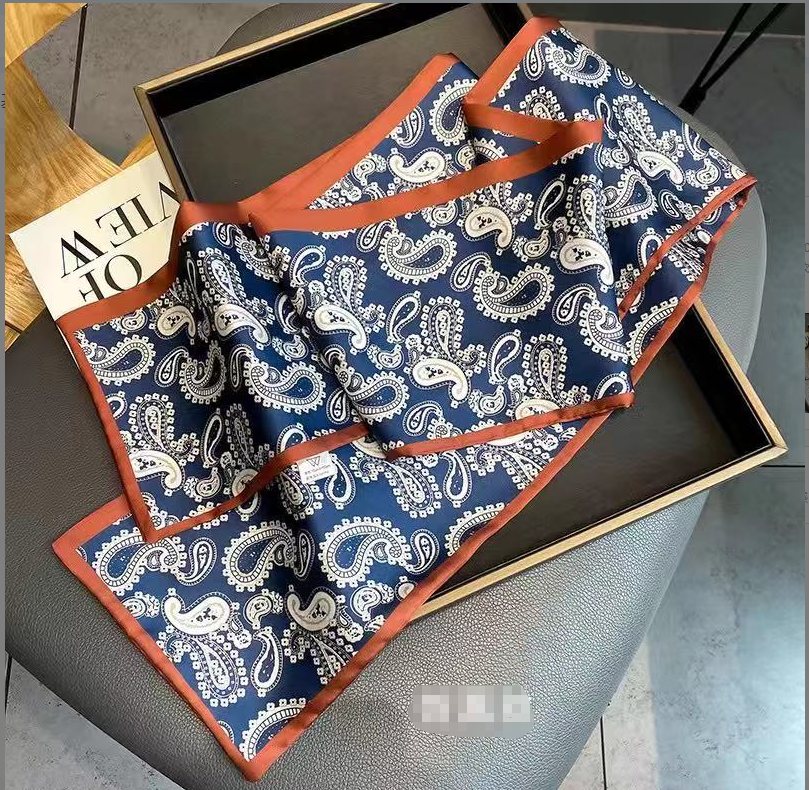[Exotic Cashew Flower] High-quality satin long silk scarf with thin ribbon for warmth and versatile long silk scarf 16*150cm