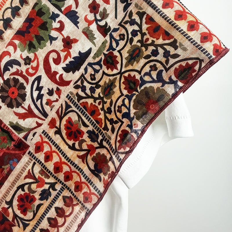 Nomadic-style cotton and linen vintage 70cm scarf