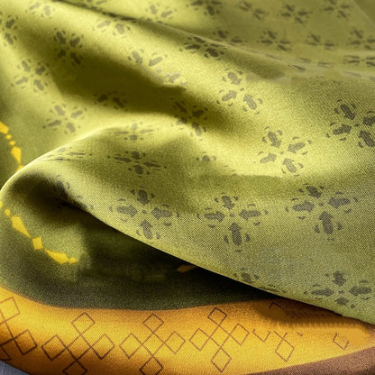[Avocado Green] Fashionable Temperament 70 Square Scarf New Contrast Color Double-sided Versatile Silk Scarf 70*70cm