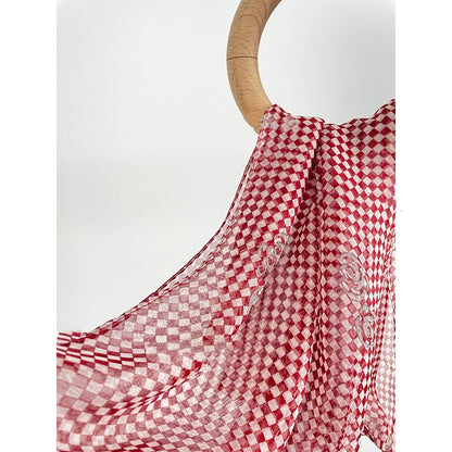 Rose-Red Plaid Long Scarf / Streamer (Gift) — 20 x 165 cm