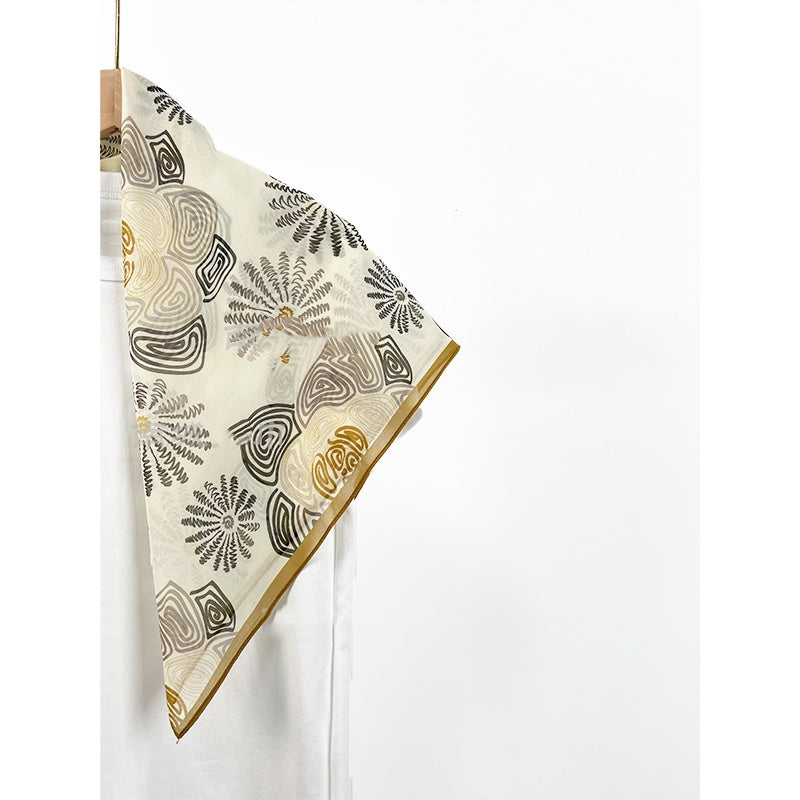 Simple camellia flower artistic square scarf, 70*70cm