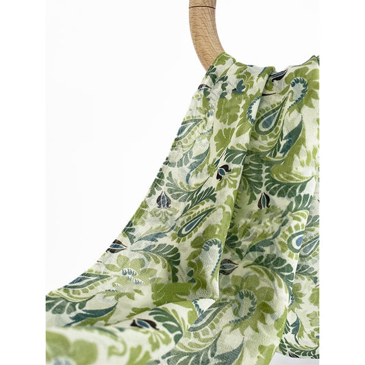 Teal and Green Cashew-Patterned Gift with Long Streamers