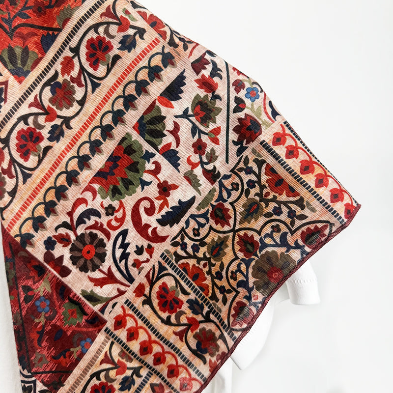 Nomadic-style cotton and linen vintage 70cm scarf