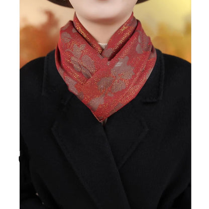 Shimmering Crystal New Year Red Festive Silk and Wool Scarf Gift