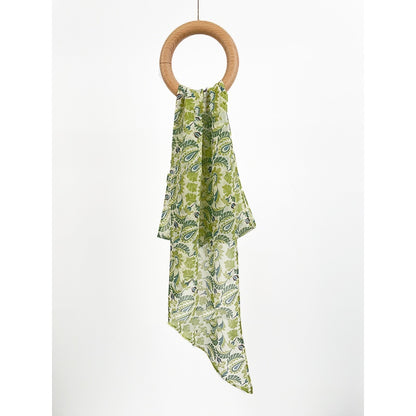 Teal and Green Cashew-Patterned Gift with Long Streamers