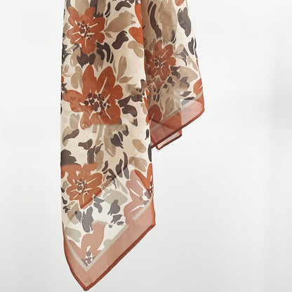 Daylily Floral Print Square Scarf 70*70cm