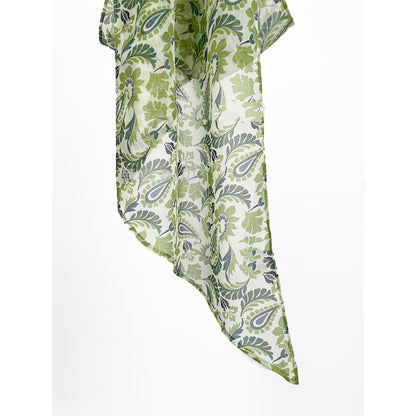 Teal and Green Cashew-Patterned Gift with Long Streamers