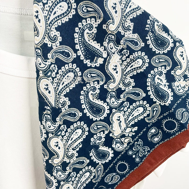 Blue cashew pattern velvet warm scarf