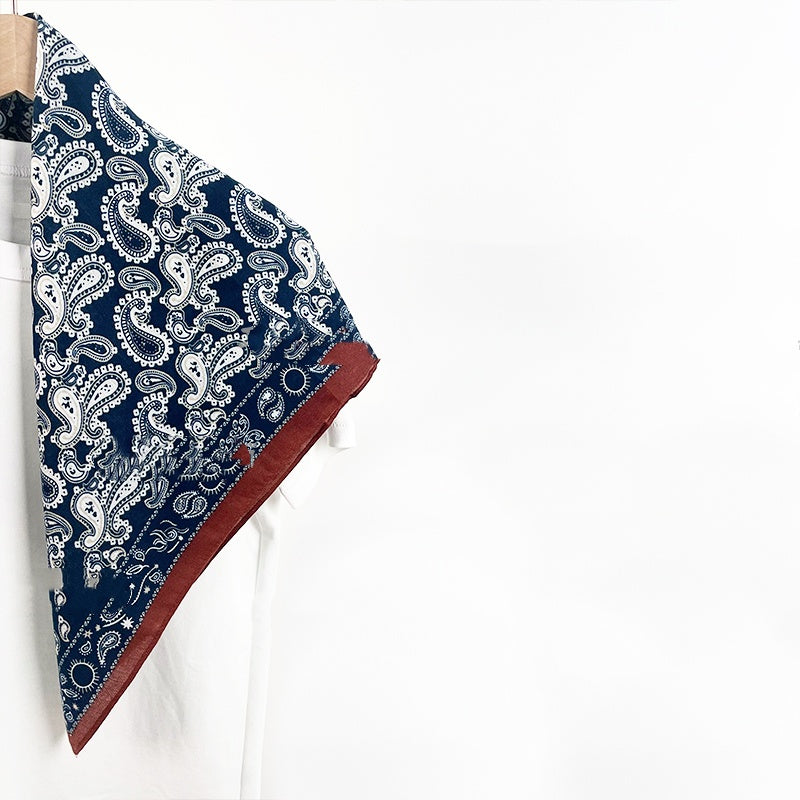 Blue cashew pattern velvet warm scarf
