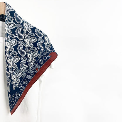 Blue cashew pattern velvet warm scarf