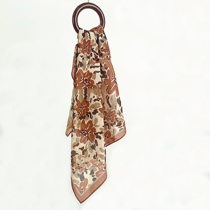 Daylily Floral Print Square Scarf 70*70cm