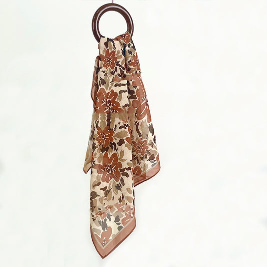 Daylily Floral Print Square Scarf 70*70cm