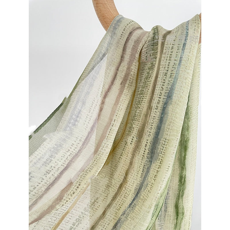 Liujiangnan Green-Toned Long Silk Scarf/Streamer (20 x 165 cm)