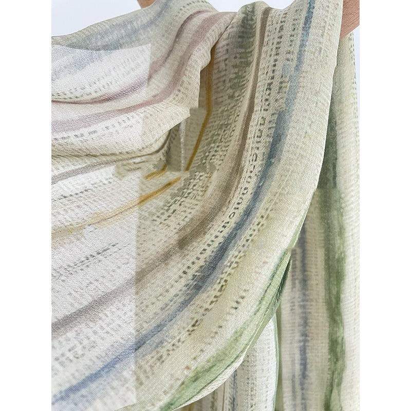 Liujiangnan Green-Toned Long Silk Scarf/Streamer (20 x 165 cm)