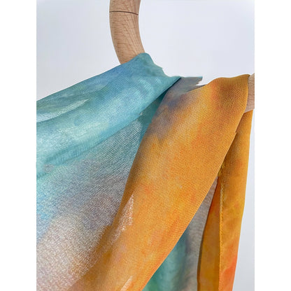 Monet-Style Gradient Long Silk Scarf Gift (20 x 165 cm)