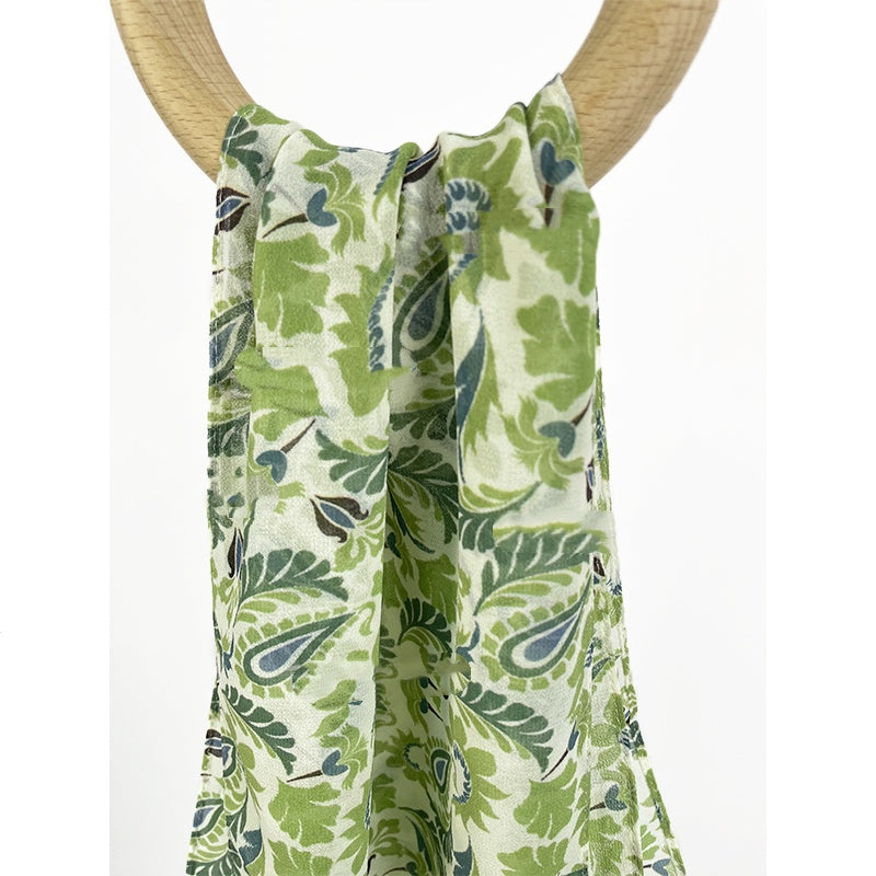 Teal and Green Cashew-Patterned Gift with Long Streamers