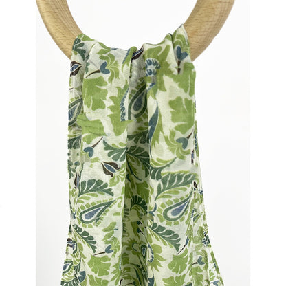 Teal and Green Cashew-Patterned Gift with Long Streamers