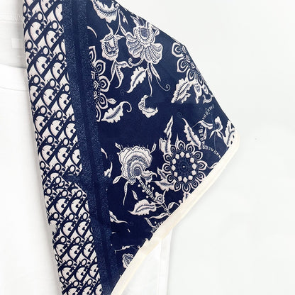 Navy blue and white double-sided two-color warm scarf