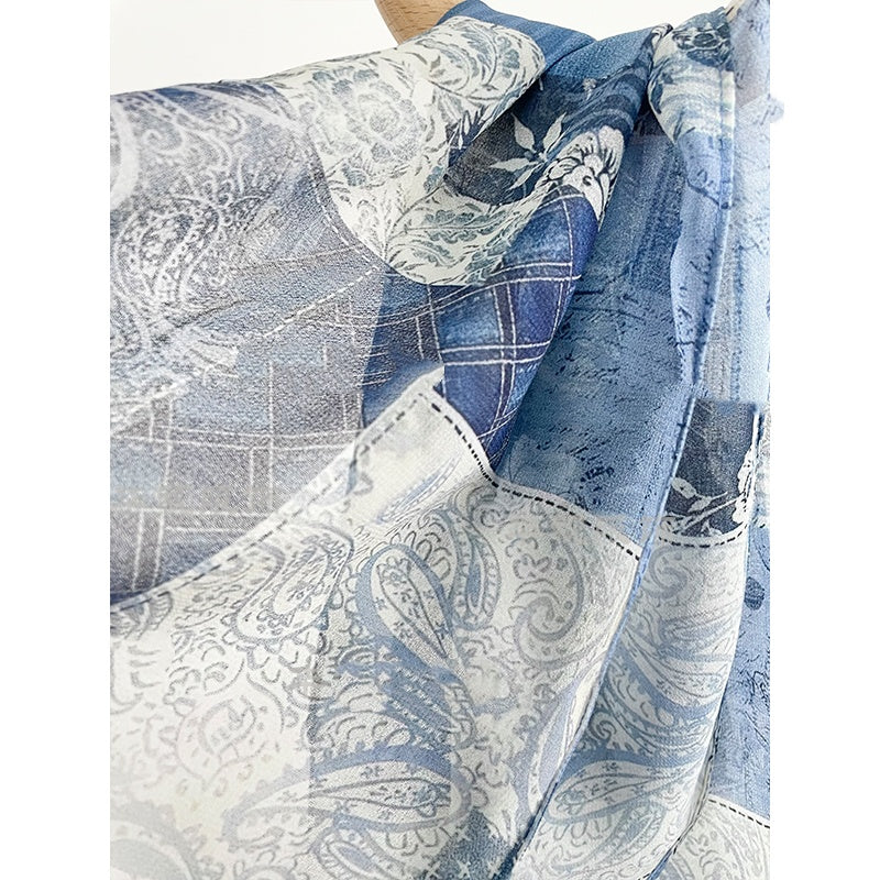 Denim Sash with Ink Painting Design (20 x 165 cm)