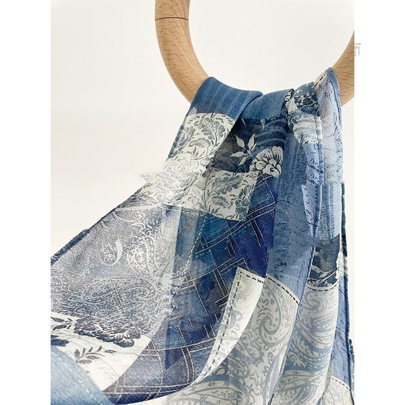 Denim Sash with Ink Painting Design (20 x 165 cm)