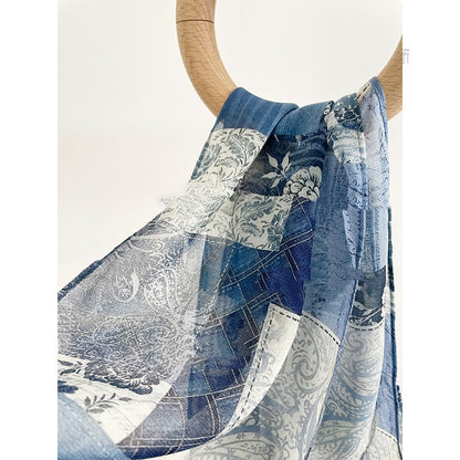 Denim Sash with Ink Painting Design (20 x 165 cm)