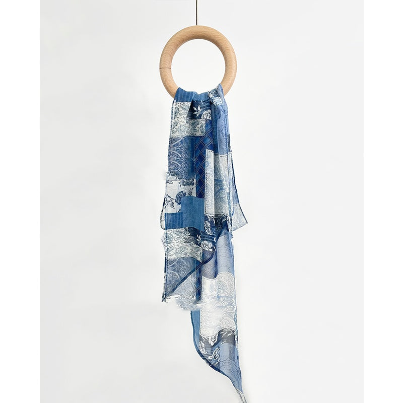 Denim Sash with Ink Painting Design (20 x 165 cm)